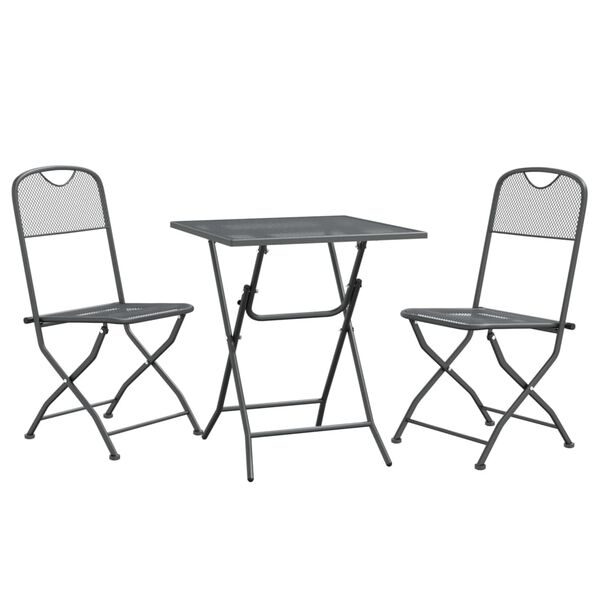 vidaXL 3 Piece Garden Dining Set Expanded Metal Mesh Anthracite