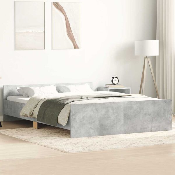 vidaXL Bed Frame without Mattress Concrete Grey 140x200 cm