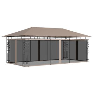 vidaXL Gazebo with Mosquito Net 6x3x2,73 m Taupe 180 g/m&sup2;
