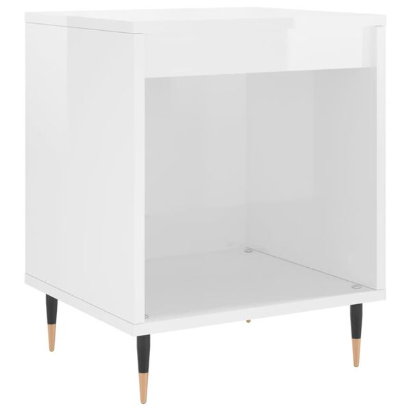 vidaXL Bedside Cabinet High Gloss White 40x35x50 cm Engineered Wood