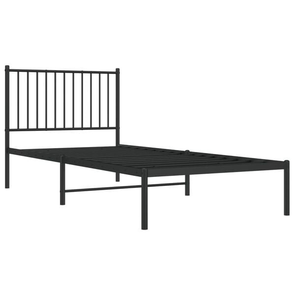 vidaXL Metal Bed Frame without Mattress with Headboard Black 90x200cm