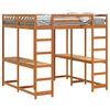 vidaXL Loft Bed with Desk and Ladder Wax Brown 180x200 cm Super King Solid Wood Pine