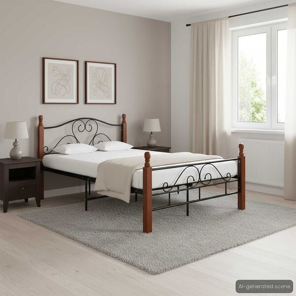 vidaXL Bed Frame without Mattress Black Metal 120x200 cm