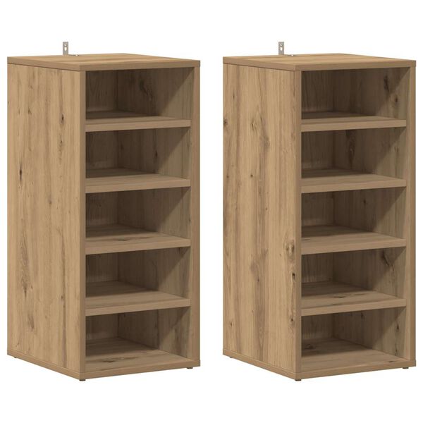 vidaXL Shoe Cabinets 2 pcs Artisan Oak 32x35x70 cm Engineered Wood