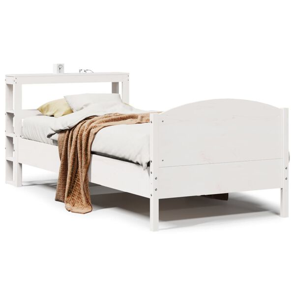 vidaXL Bed Frame without Mattress White 75x190 cm Small Single Solid Wood Pine