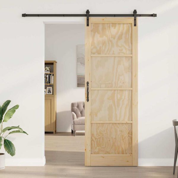 vidaXL Sliding Door Brown 83 x 232 cm Solid Pine Wood
