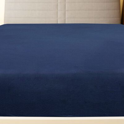 vidaXL Jersey Fitted Sheet Navy Blue 140x200 cm Cotton