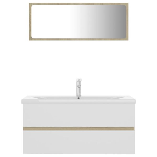 vidaXL Bathroom Furniture Set White and Sonoma Oak Engineered Wood