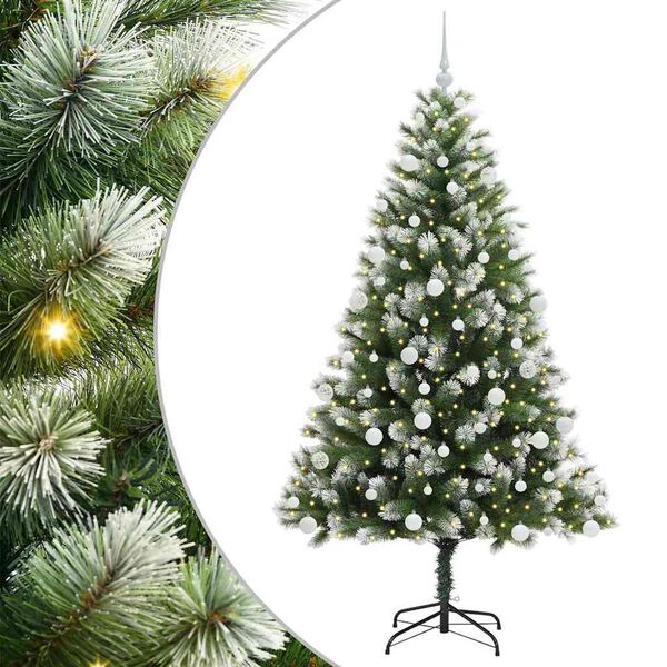 vidaXL Artificial Hinged Christmas Tree with Flocked Snow 180 cm