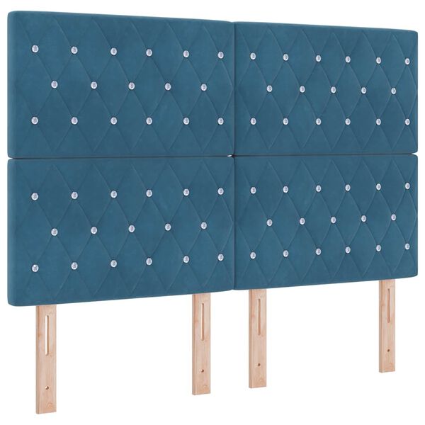 vidaXL LED Headboard with LED Strip Lights Dark Blue 160 cm Polyester