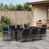 vidaXL Garden Dining Set with Cushion 9 pcs Grey and Black Rattan