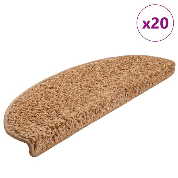 vidaXL Stair Mats 20 pcs 65x21x4 cm Beige Half Round Large