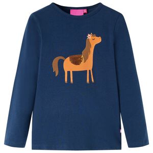 vidaXL Kids' T-shirt with Long Sleeves Navy Blue 104