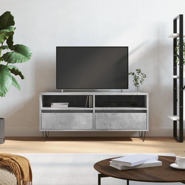 vidaXL TV Cabinet Concrete Grey 100x34.5x44.5 cm Engineered Wood