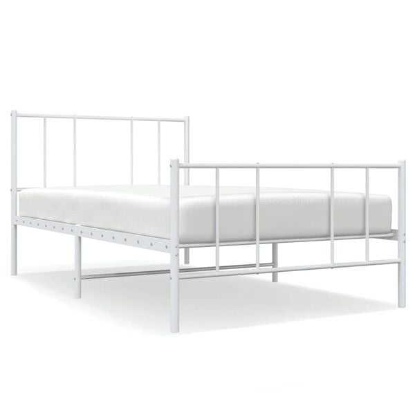 vidaXL Metal Bed Frame without Mattress with Footboard White 80x200cm