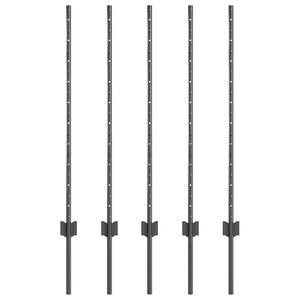 vidaXL Embedded Fence Post 5 pcs Grey 140 cm Powder-Coated Steel