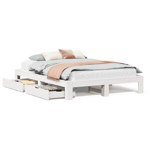 vidaXL Bed Frame without Mattress White 140x200 cm Solid Wood Pine