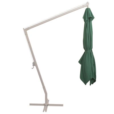 vidaXL Hanging Parasol 300x300 cm Green Aluminium Pole