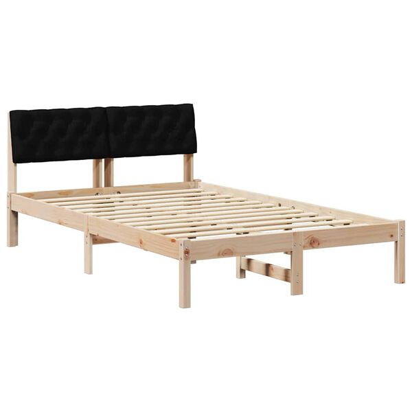 vidaXL Bed frame Brown and black 120 x 190 cm Solid pine wood