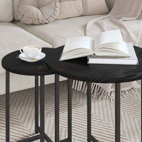 vidaXL Side Table Set 2 pcs Black Oak