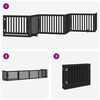 vidaXL Dog Gate with Door Foldable 6 Panels Black 480 cm Poplar Wood