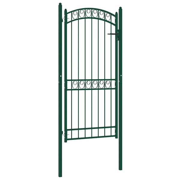 vidaXL Fence Gate with Arched Top Steel 100x136 cm Green