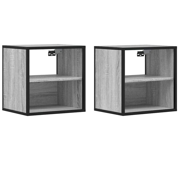 vidaXL Wall-mounted Bedside Cabinets 2 pcs Grey Sonoma 40x31x39.5 cm