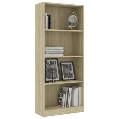 vidaXL 4-Tier Book Cabinet Sonoma Oak 60x24x142 cm Engineered Wood