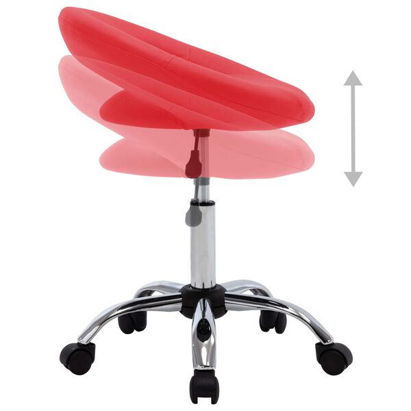vidaXL Rolling Work Chair Red Faux Leather