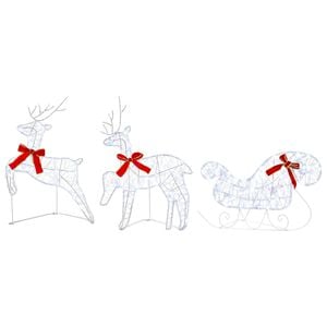 vidaXL Christmas Reindeer with Sleigh 3 pcs 60 LEDs Cold White