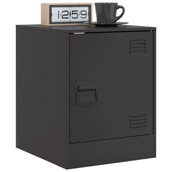 vidaXL Bedside Cabinets 2pcs Black 34.5x39x44 cm Steel
