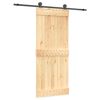 vidaXL Sliding Door Natural and Black 85 x 210 cm Solid Pine Wood