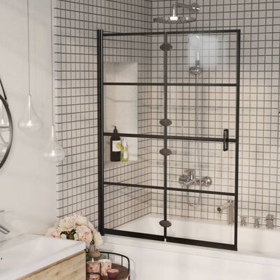vidaXL Folding Shower Enclosure ESG 100x140 cm Black