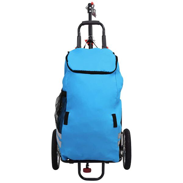 vidaXL Folding Bike Trailer with Grocery Bag Blue and Black