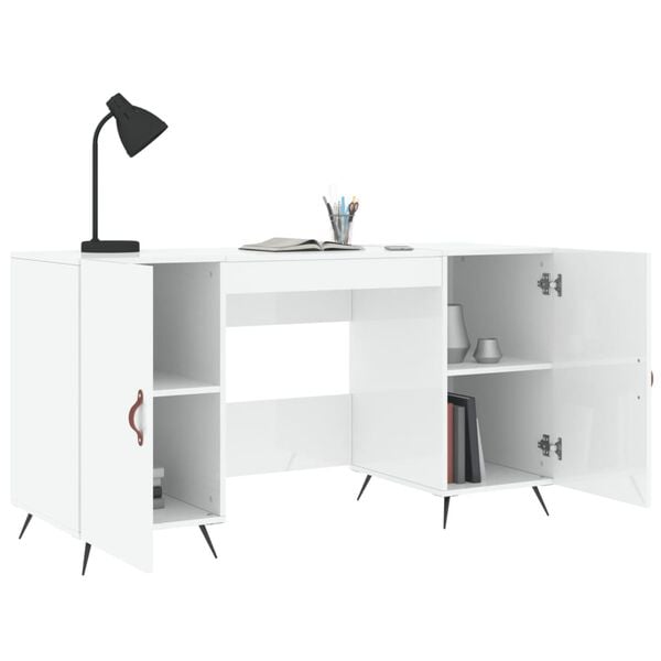 vidaXL Desk High Gloss White 140x50x75 cm Engineered Wood