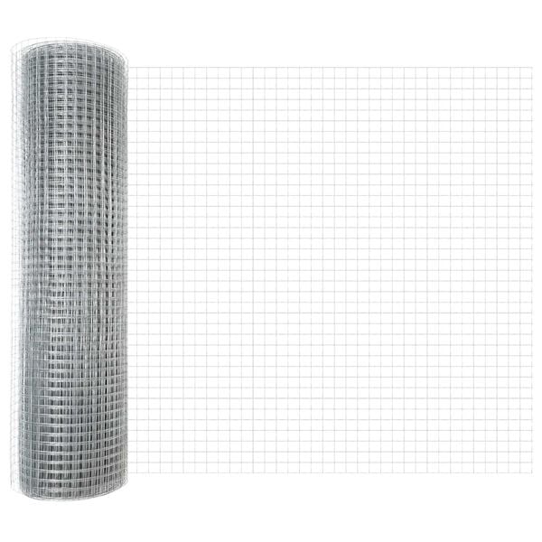 vidaXL Fence with Post Silver 0.4 x 100 m Steel