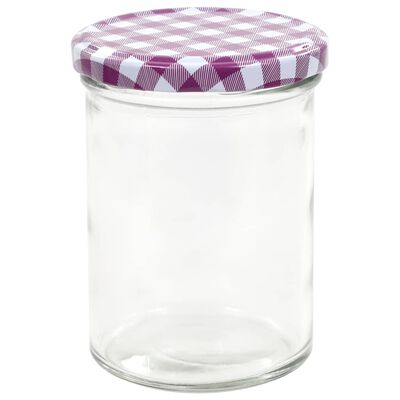 vidaXL Glass Jam Jars with White and Purple Lid 48 pcs 400 ml