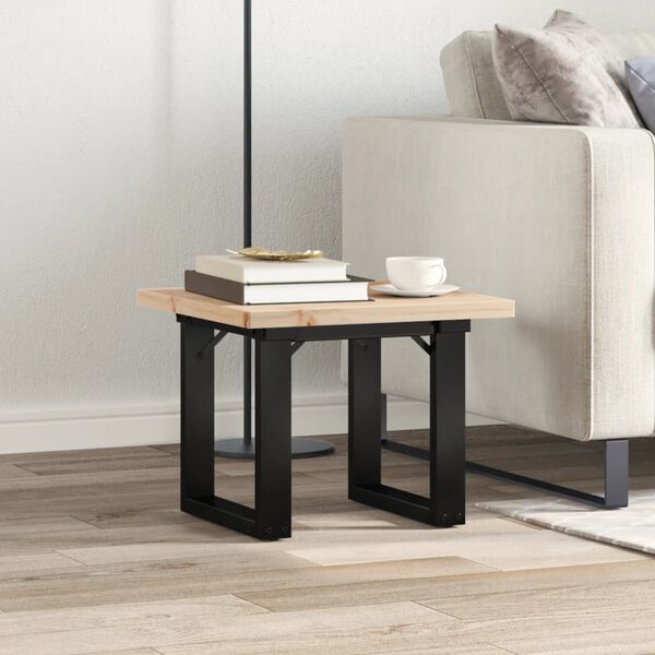vidaXL Coffee Table O-Frame 50x50x35.5 cm Solid Wood Pine and Steel