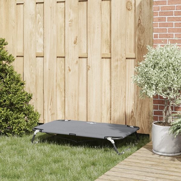 vidaXL Dog Bed Folding Manual Light Grey 90 x 55 x 18 cm Steel