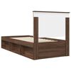 vidaXL Bed Frame with Headboard Brown Oak 90 x 190 cm Solid Pine Wood