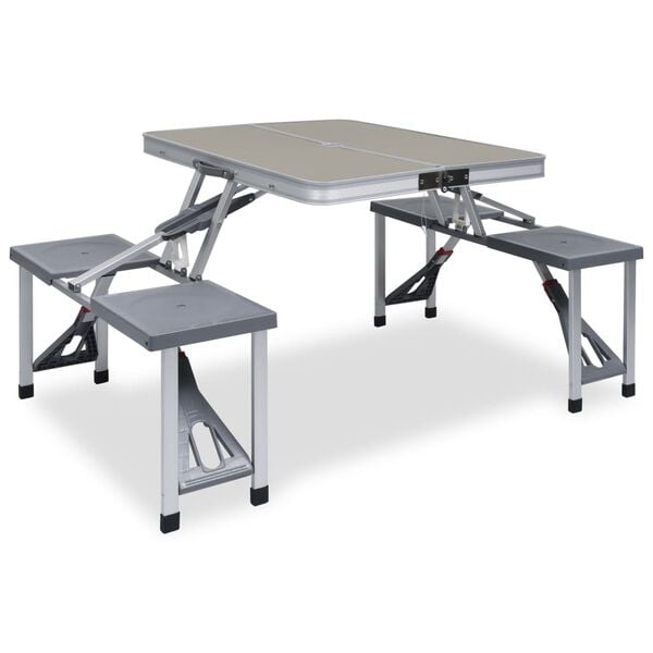 vidaXL Folding Camping Table with 4 Seats Steel Aluminium