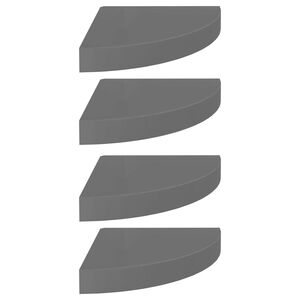 vidaXL Floating Corner Shelves 4 pcs High Gloss Grey 25x25x3.8 cm MDF