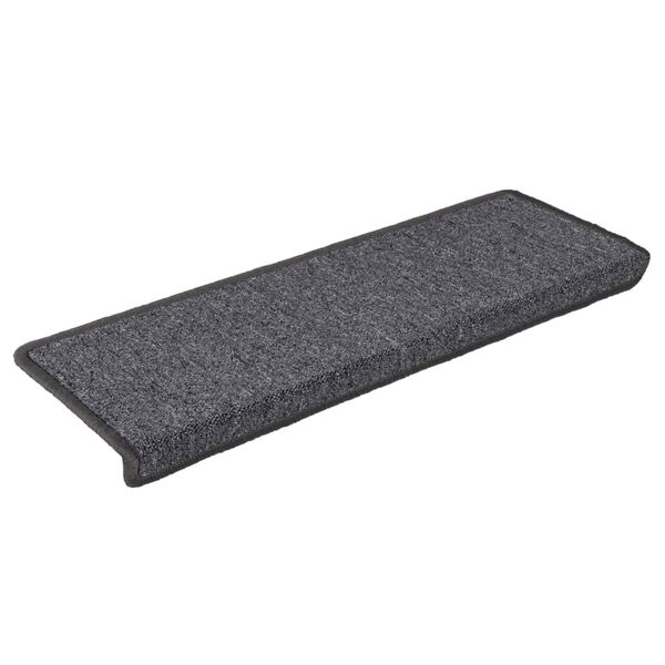 vidaXL Stair Mats 15 pcs 65x21x4 cm Dark Grey Rectangular Edge