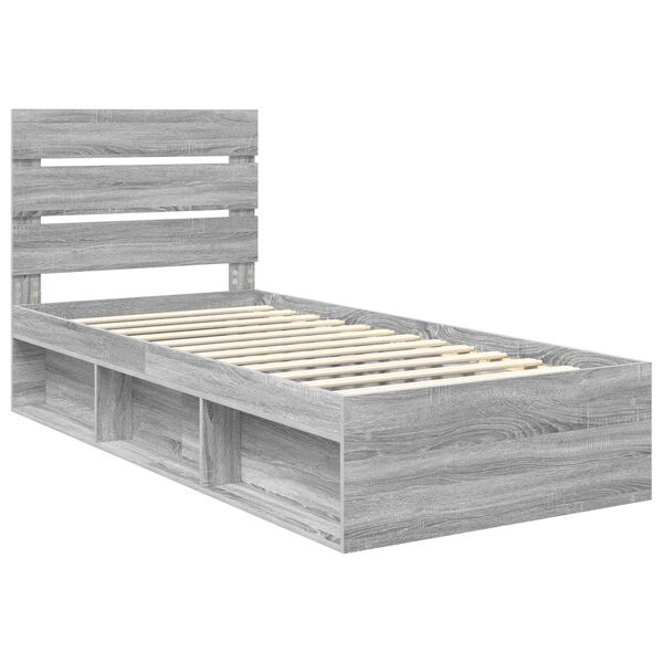 vidaXL Bed Frame Grey Sonoma 90 x 190 cm Solid Pine Wood