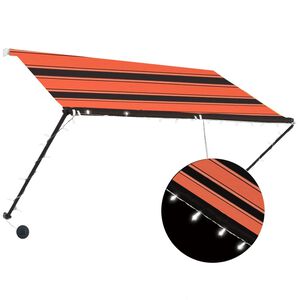 vidaXL Retractable Awning with LED 250x150 cm Orange and Brown
