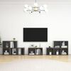 vidaXL 8 Piece TV Cabinet Set High Gloss Grey Engineered Wood