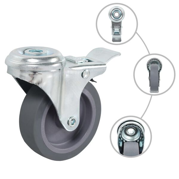 vidaXL Bolt Hole Swivel Casters 4 pcs 75 mm