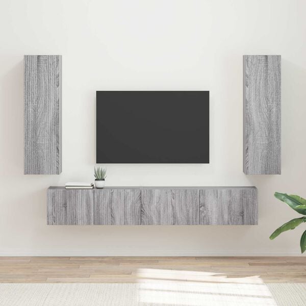 vidaXL TV Cabinet Set Wall-mounted 3 pcs Grey Sonoma Engineered Wood