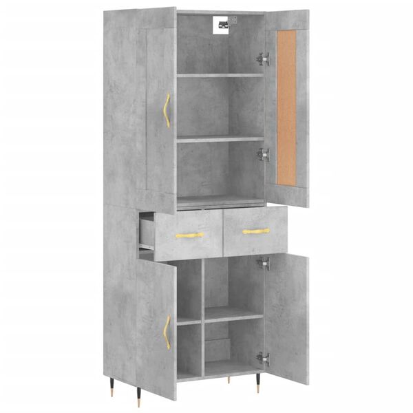 vidaXL Highboard Concrete Grey 69.5x34x180 cm Engineered Wood