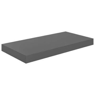 vidaXL Floating Wall Shelf High Gloss Grey 50x23x3.8 cm MDF